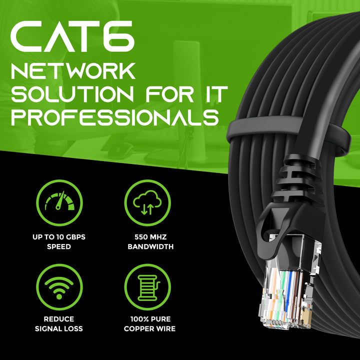 Flexible Soft Boot Cat6 Ethernet Patch Cable, Black - GearIT