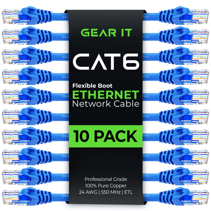 Flexible Soft Boot Cat6 Ethernet Patch Cable, Blue - GearIT