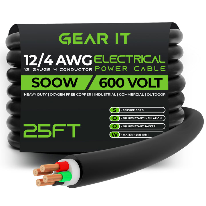 12/4 SOOW OFC Power Cable 600V Electric Wire - GearIT