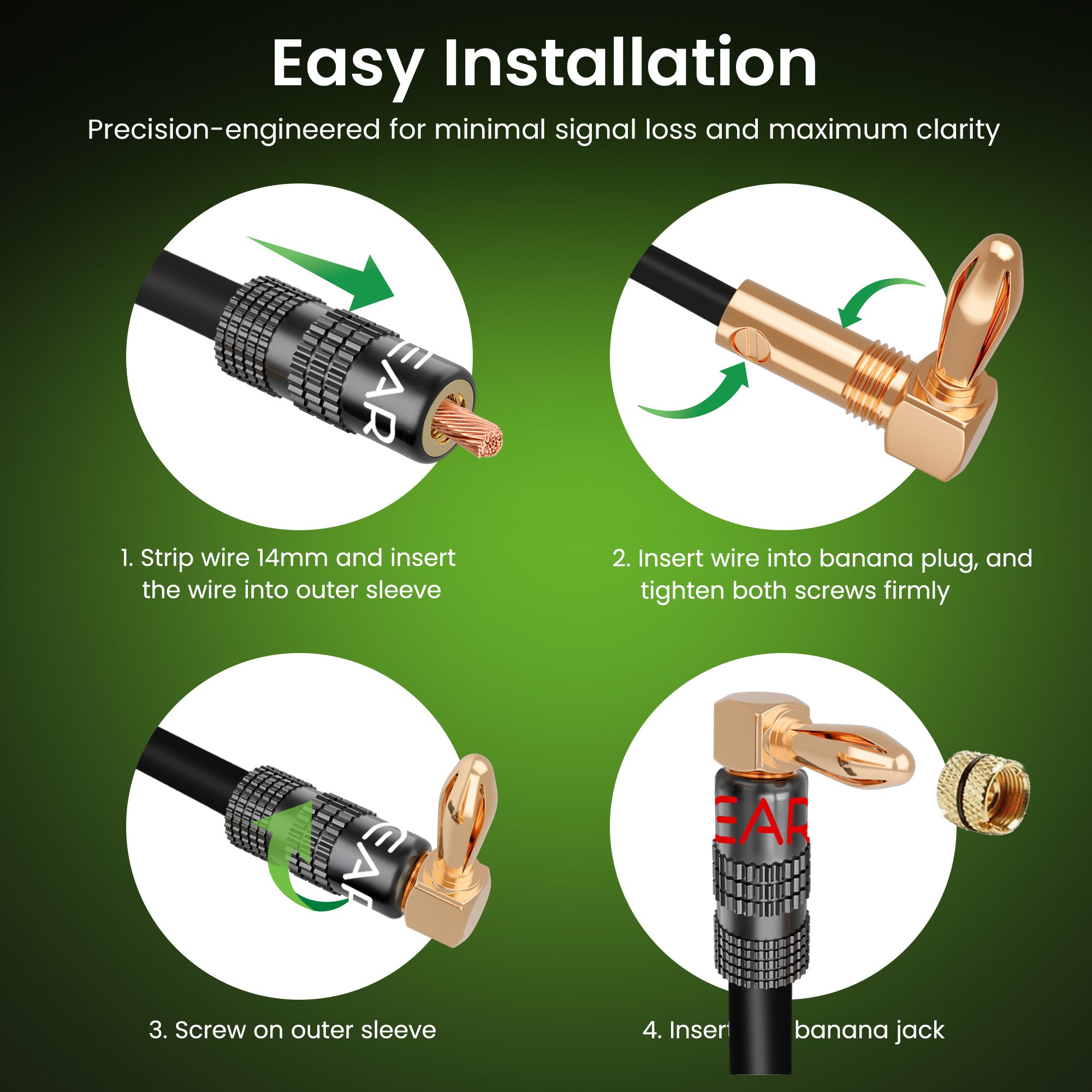 6 Pairs Right Angle Pin Type Speaker Banana Plugs - GEARit
