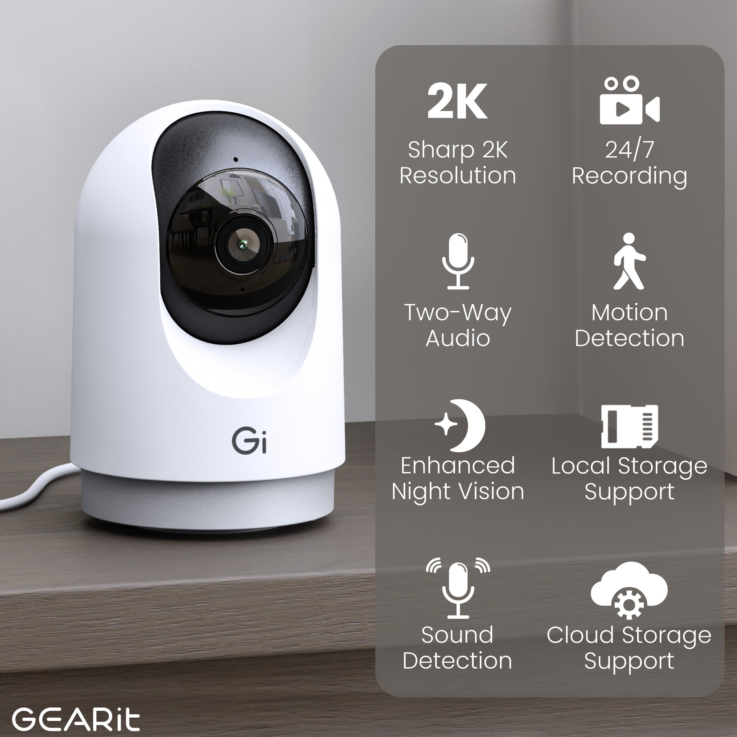 Pan Tilt Best Indoor Surveillance Camera For Home GEARit Wifi