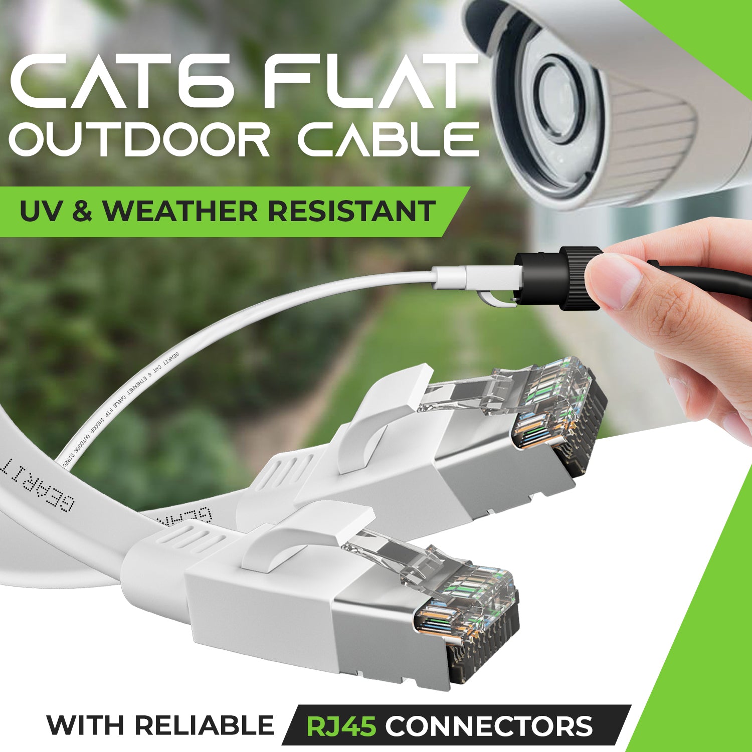 White Cat6 Flat Outdoor Cable GEARit