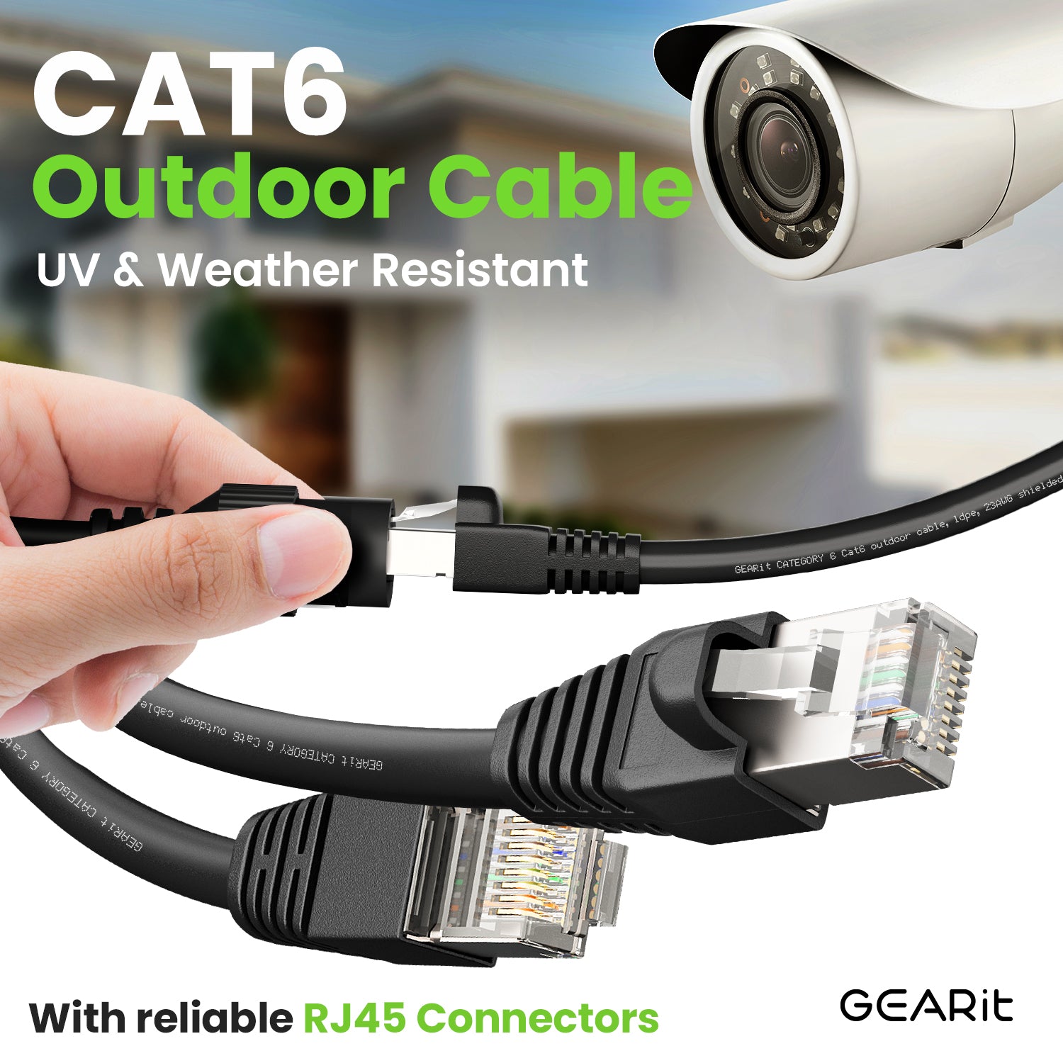 GearIT Cat7 Outdoor Ethernet Cable 50ft - Waterproof Direct Burial Pure Copper Network Cable