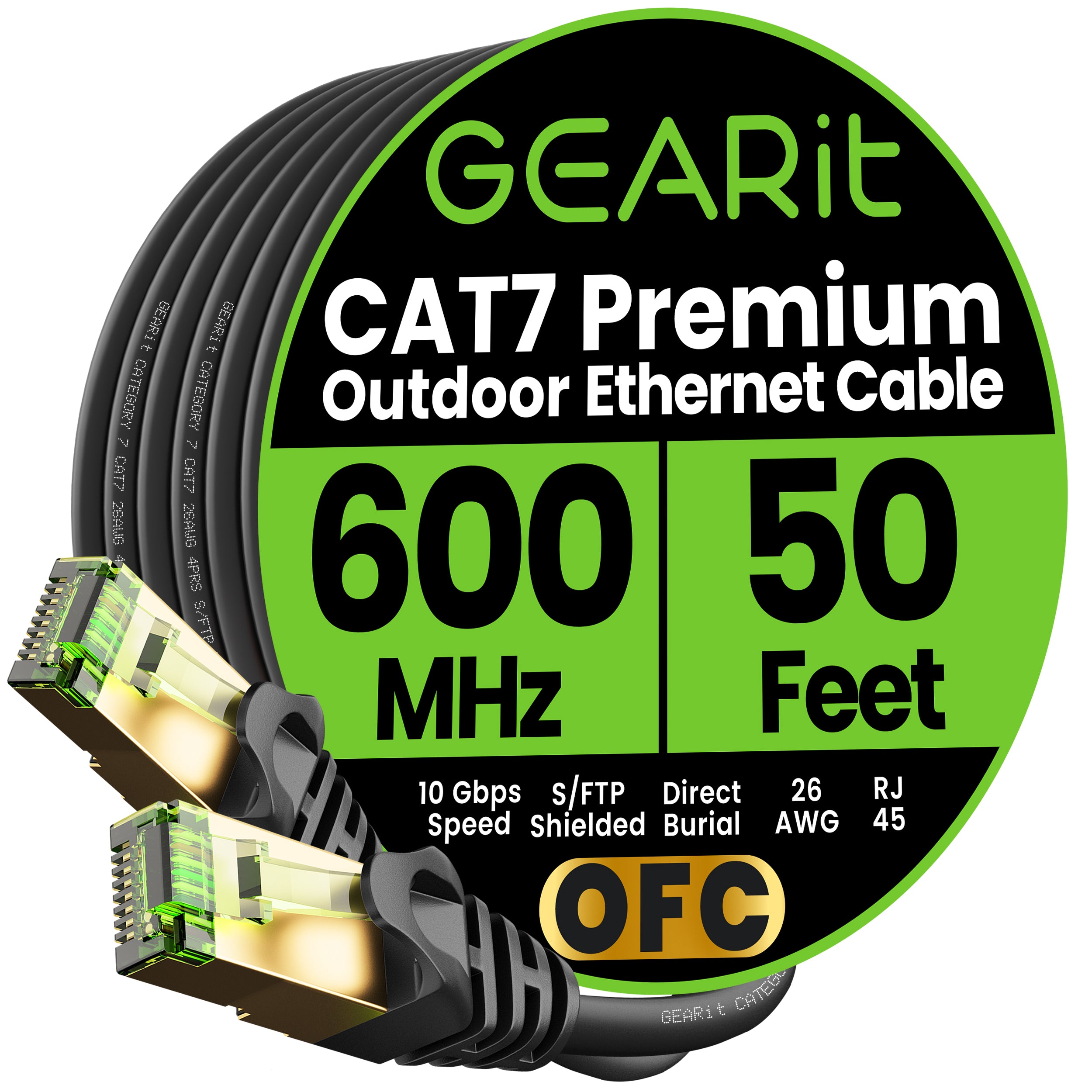 Cat7 Outdoor Ethernet Patch Cable - SFTP Shielded Foil Twisted