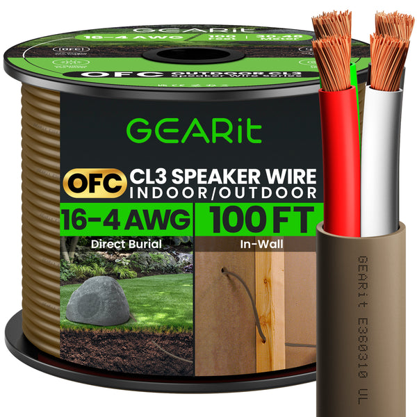 16/4 AWG OFC Outdoor Speaker Wire, Brown