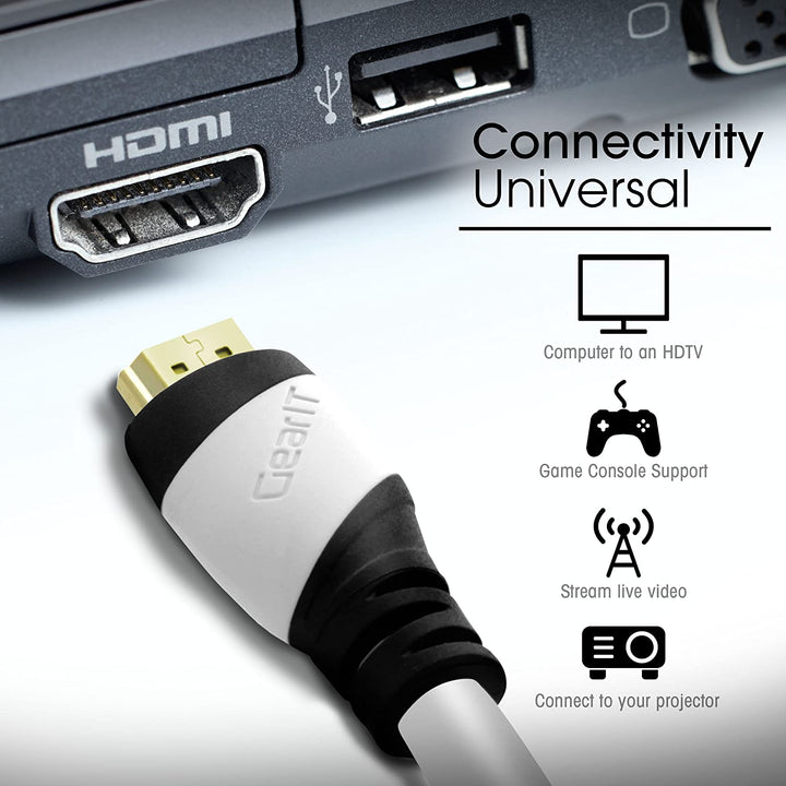 GearIT 35 Feet 4K HDMI Cable - 4K Resolution, White - GearIT
