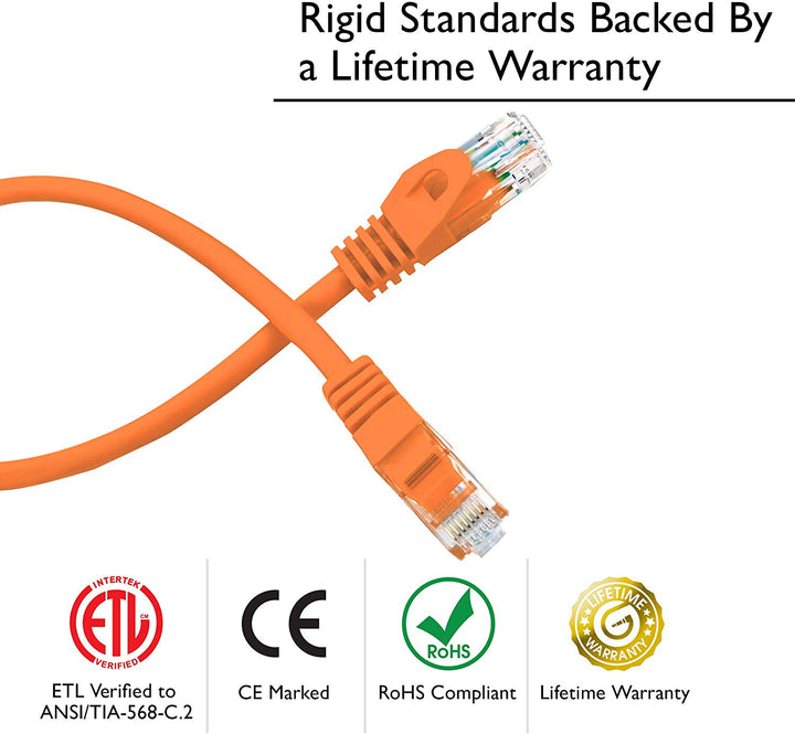 GearIT Cat6 Ethernet Patch Cable - Premium Flexible Soft Tab, Snagless RJ45, Stranded, 550Mhz, UTP, Pure Bare Copper Wire, 24AWG - Orange - www.gearit.com