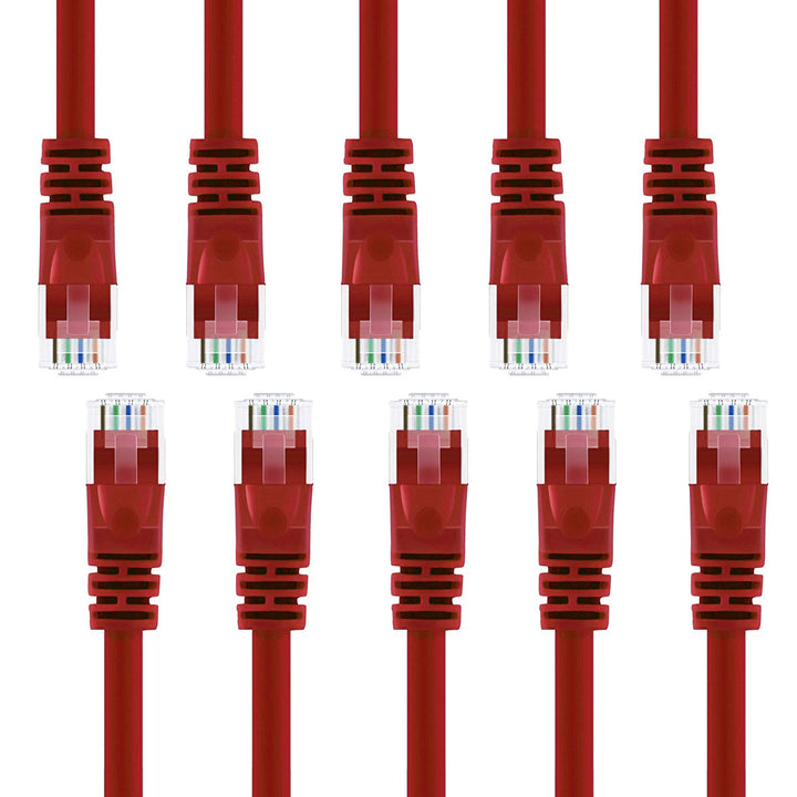 GearIT Cat6 Ethernet Patch Cable - Snagless RJ45, Stranded, 550Mhz, UTP, Pure Bare Copper Wire, 24AWG  - Red GearIT