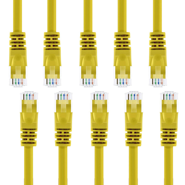 GearIT Cat6 Ethernet Patch Cable - Snagless RJ45, Stranded, 550Mhz, UTP, Pure Bare Copper Wire, 24AWG  - Yellow - GearIT