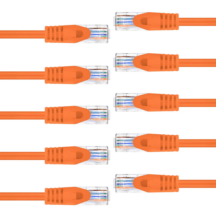 GearIT Cat6 Ethernet Patch Cable - Premium Flexible Soft Tab, Snagless RJ45, Stranded, 550Mhz, UTP, Pure Bare Copper Wire, 24AWG - Orange - www.gearit.com