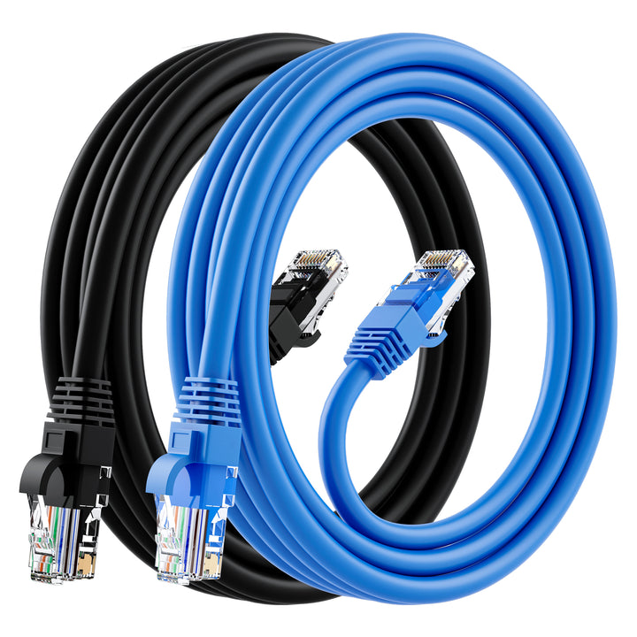 GearIT (2-Pack) Cat6 Ethernet Patch Cable - CCA Network Cord - UTP, Black & Blue - GearIT