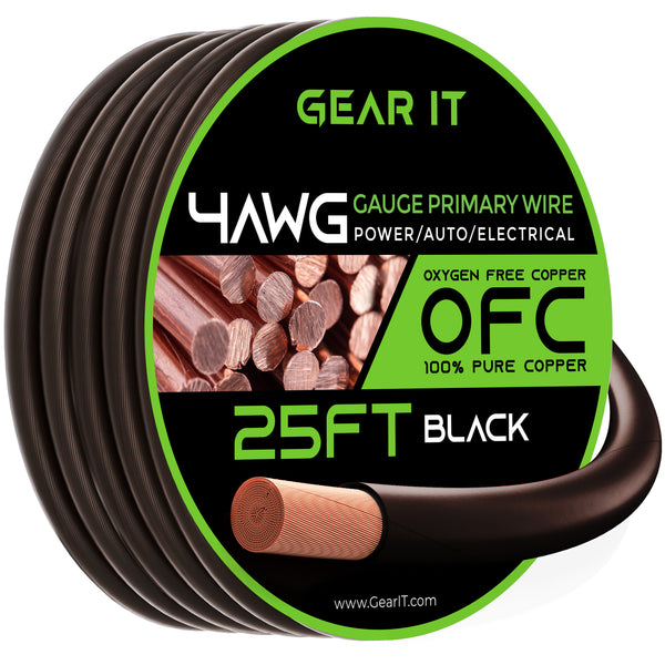 4 Gauge OFC Ground Wire - 4AWG Electrical Power Cable - 25 Feet - GearIT