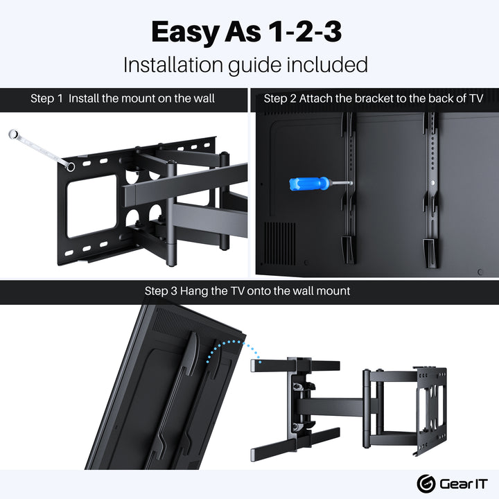 Swivel TV Wall Mount for 37-80inch TVs (Up to 132 lbs) GearIT