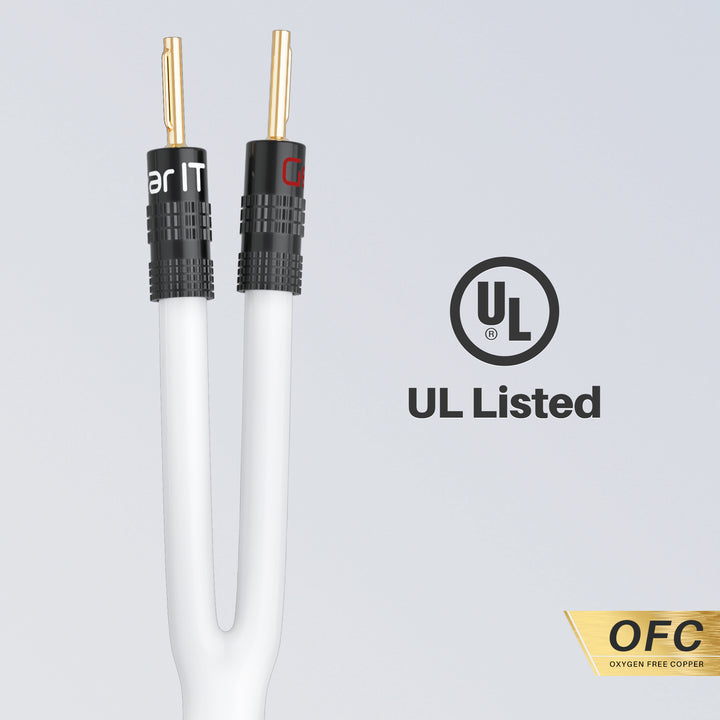 GearIT 10 AWG Speaker Wire Cable with Banana Plugs - Braided Jacket - CL2 Rated for In-Wall - Oxygen-Free Copper (OFC) - GearIT