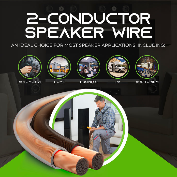 GearIT 10 Gauge Speaker Wire CCA - Copper Clad Aluminum, Translucent - GearIT