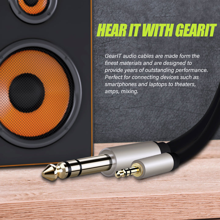 GearIT 2-Pack 1/8" (3.5mm) Male to 1/4" (6.35mm) Male TRS Stereo Audio Cable - GearIT