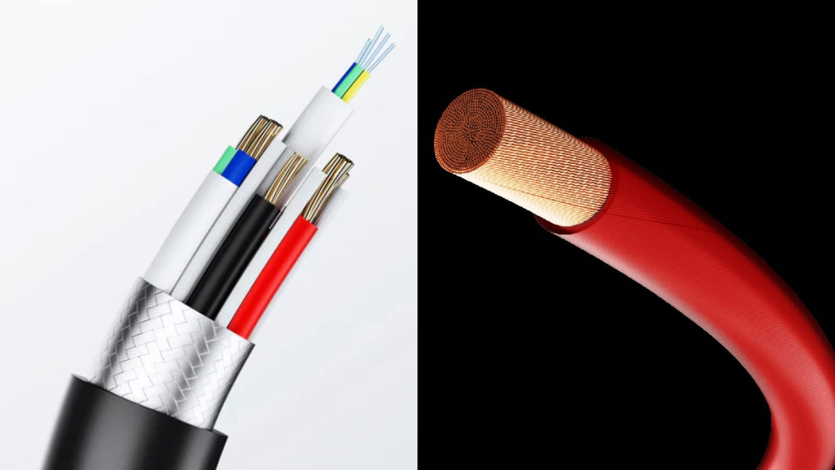 fiber optic wire insides shown next to copper wiring insides
