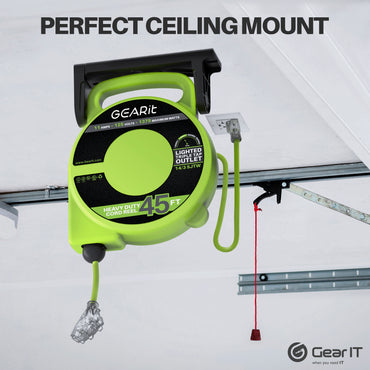 14AWG Retractable Cord Reel with Ceiling Mount, 45 Feet