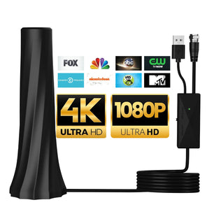 Indoor TV Antenna, 360° Amplified Signal, 9.8ft Coaxial