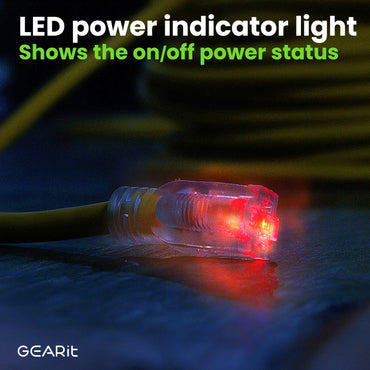 Extension cord LED power indicator shows on/off status