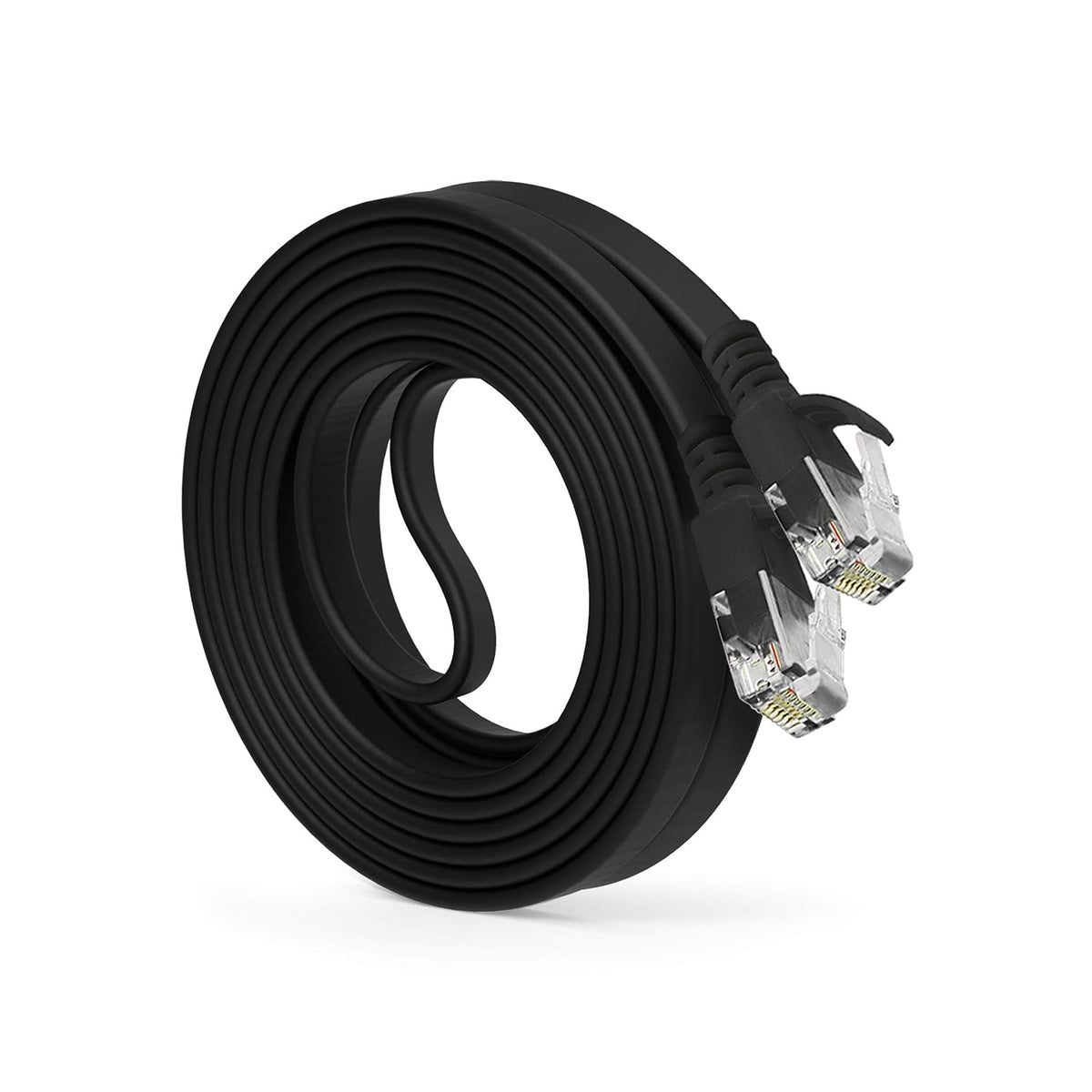 Cat6 Flat Ethernet Cable, Slim Snagless Patch Cord – 10 to 75 ft Black ...