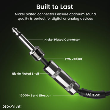 12AWG Professional Instrument Cable 1/4 inch to 1/4 inch TS Straight Male to Male