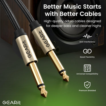 Guitar Instrument Cable - Nylon Braided 1/4 Inch to 1/4 inch TS Straight Male to Male