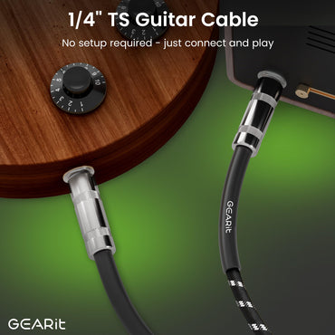 Straight 1/4 Inch Male to Male Guitar Instrument Cable, Black