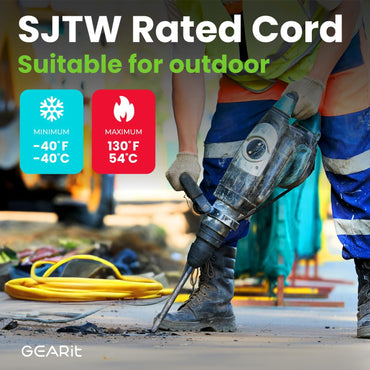 SJTW rated outdoor extension cord for -40F to 130F