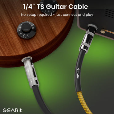 Straight 1/4 Inch Male to Male Guitar Instrument Cable, Yellow