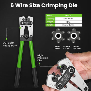 6 wire size crimping die lug crimper