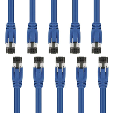 Cat8 Ethernet Patch Cable - S/FTP - 24 AWG - 10Gbps/25Gbps/40Gpbs, 2GHz 2000Mhz, Blue