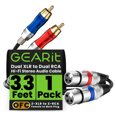 Dual XLR Female to Dual RCA Male Cable