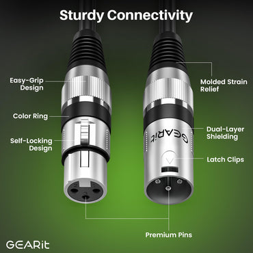 DMX Extension Cable for Stage Lighting 2-Pack, Black