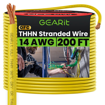 Color_Yellow | GEARit 14 AWG stranded THHN wire, yellow, 200 ft spool