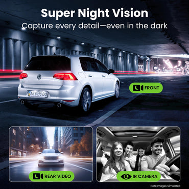 GEARit 3-Channel 4K Dash Cam - Front, Inside & Rear with GPS & Night Vision, 64GB Included