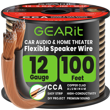 GEARit 12 gauge speaker wire 100 ft translucent black/clear