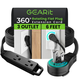 360° Rotating Flat Plug Multi-Outlet Extension Cord