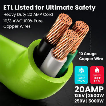 20 Amp NEMA TT-30P to L5-30R Power Extension Cord Adapter - Twist Locking STW 10AWG 3C