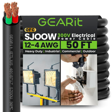 Conductors_4-Conductor | GEARit 12/4 AWG SJOOW portable power cord 50 ft, 300V