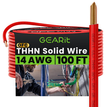Color_Red | GEARit 14 AWG solid THHN wire, red, 100 ft spool