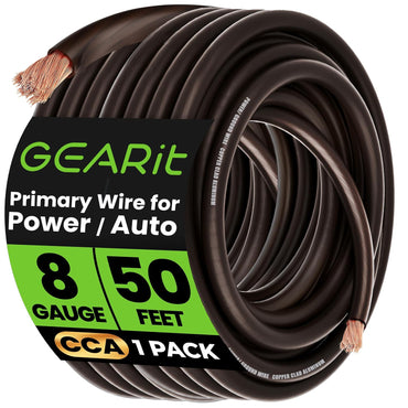 GEARit 8 Gauge CCA Wire 50 ft Black