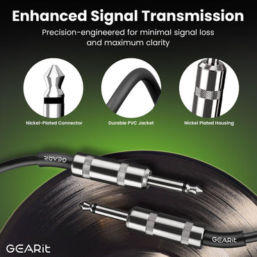 12AWG Professional Instrument Cable 1/4 inch to 1/4 inch TS Straight Male to Male
