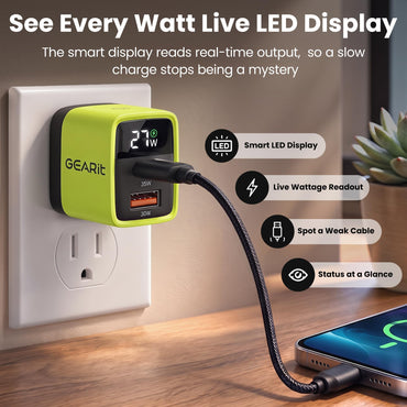 GEARit Lifestyle Series - 35W USB C GaN Charger 2 Port w/ Smart Display