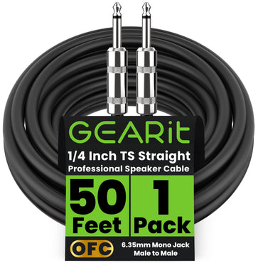 12AWG Professional Instrument Cable 1/4 inch to 1/4 inch TS Straight Male to Male