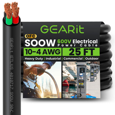 Conductors_4-Conductor | GEARit 10/4 AWG SOOW portable power cable 25 ft, 600V
