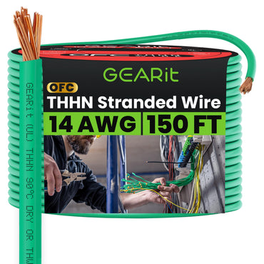 Color_Green | GEARit 14 AWG stranded THHN wire, green, 150 ft spool
