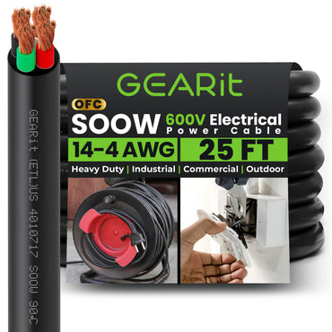 Conductors_4-Conductor | GEARit 14/4 AWG SOOW portable power cable 25 ft, 600V