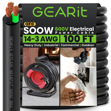Conductors_3-Conductor | GEARit 14/3 AWG SOOW portable power cable 100 ft, 600V