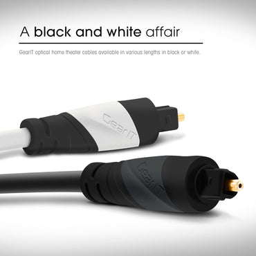 GEARit TOSLINK optical audio cable available in black and white